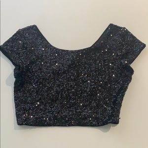 Black sequined crop top
